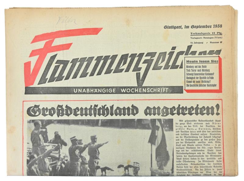 German Third Reich Newspaper 'Flammenzeichen' 1938
