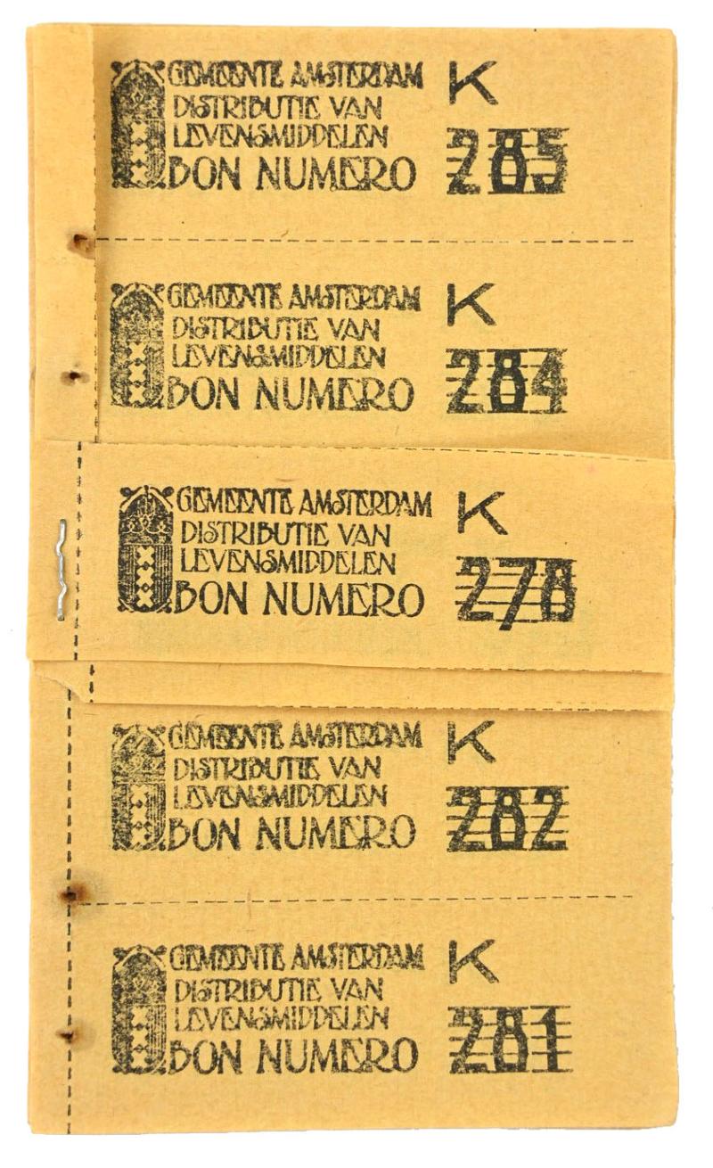 Dutch WW1 Period Food Coupons Amsterdam