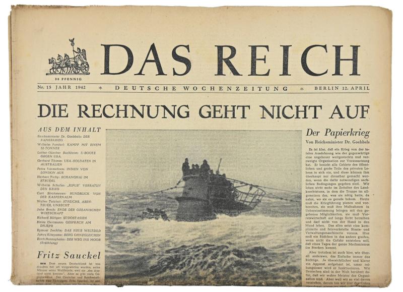 German Newspaper “Das Reich” April 1942