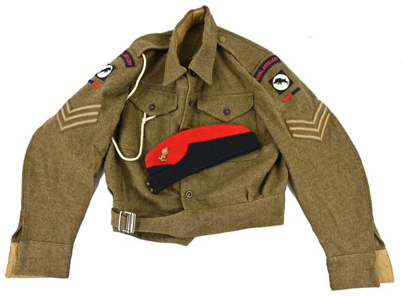 British WW2 30th Corps Artillery Battledress & Side Cap