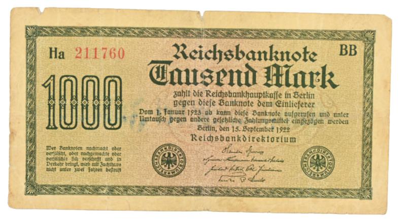 German Third Reich era reprinted banknote