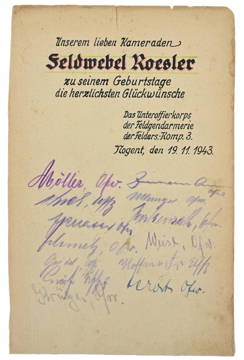 German WH Feldgendarmerie Birthday Card