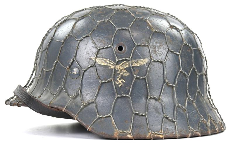 German LW M40 SD Combat Helmet with Full Wire Basket