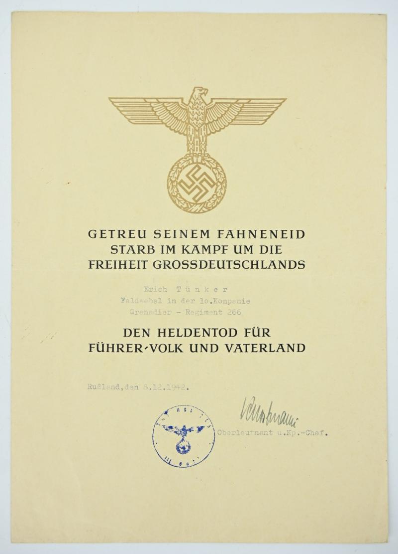 German WH Deatch Certificates and Documents G.R.266