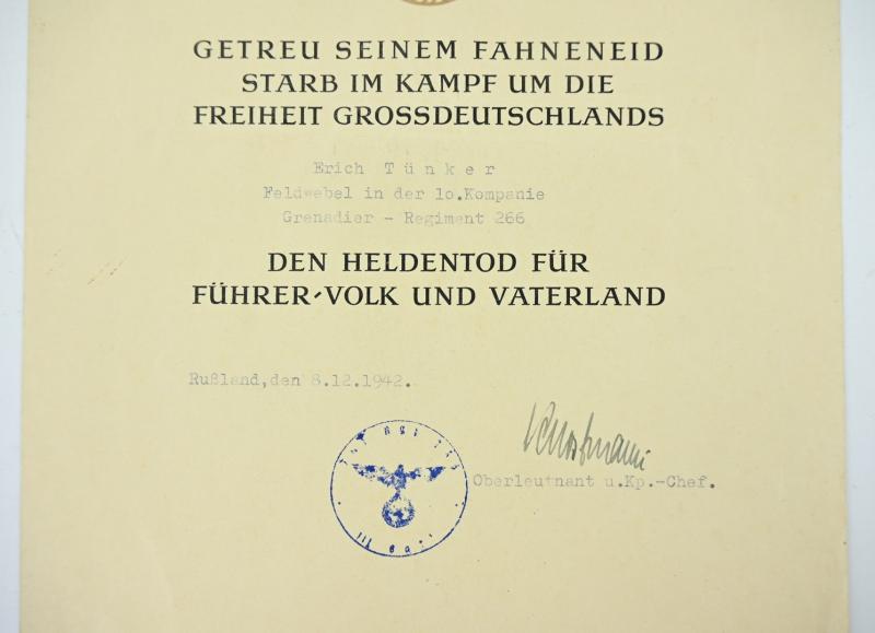 German WH Deatch Certificates and Documents G.R.266