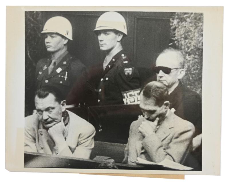 Allied Nuremberg War Trail Press Photo 'Göring & Hess'