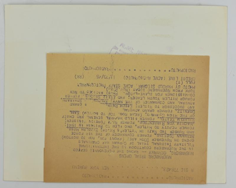 Allied Nuremberg War Trails Press Photo 'Nazi Leaders'