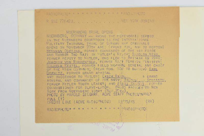 Allied Nuremberg War Trails Press Photo 'Nazi Leaders'