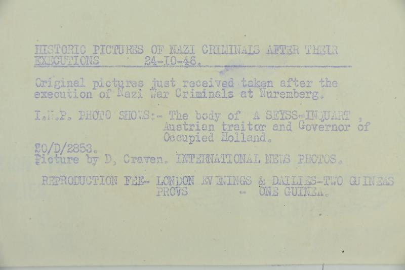 Allied Nuremberg War Trails Picture 'Hanging of Arthur Seyss-Inquart'