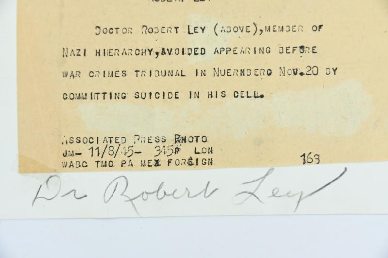 Allied Nuremberg War Trails Mug Shot 'Robert Ley'