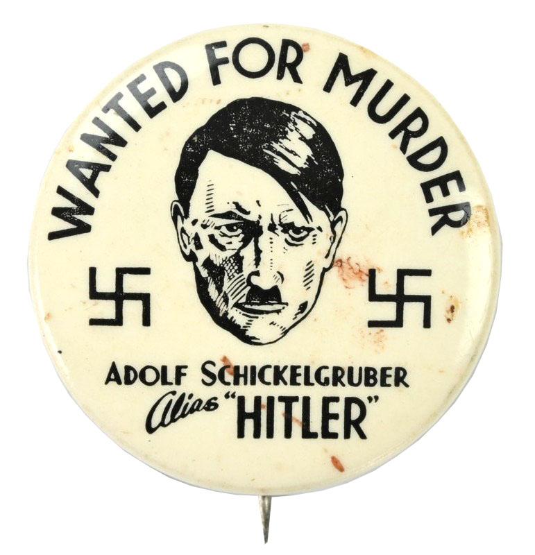 US WW2 Button 'Wanted for Murder'