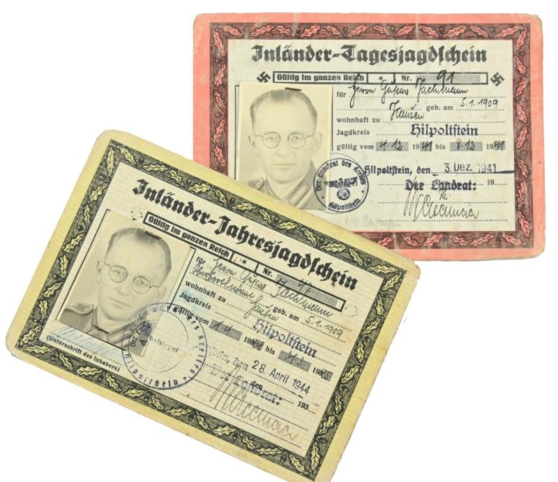 German Third Reich Hunting License Set