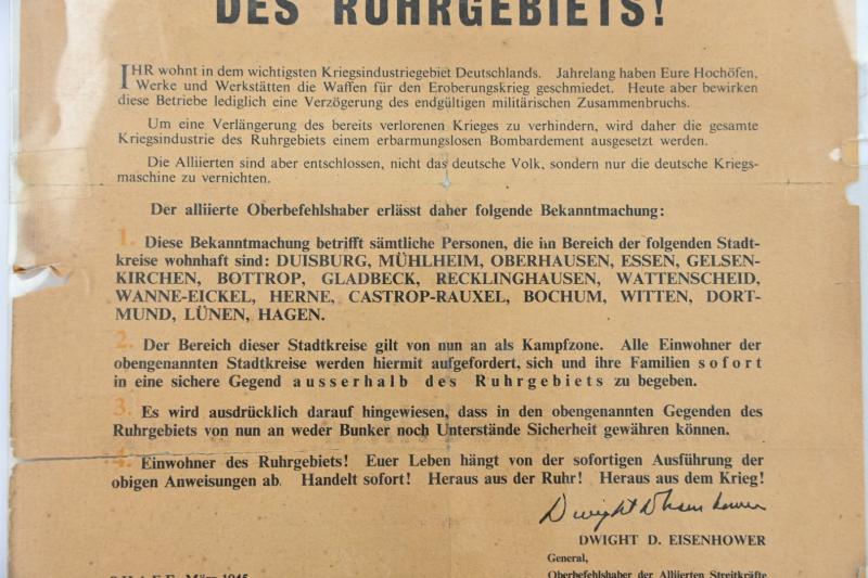 US WW2 Droppingsflyer Sheaf March 1945 'Ruhr Region'