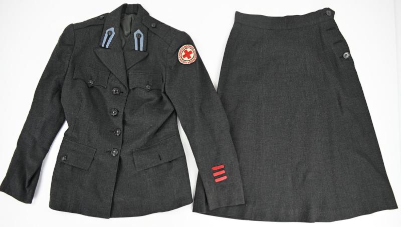 US WW2 Flannel Grey Red Cross Workers Uniform Jacket & Skirt