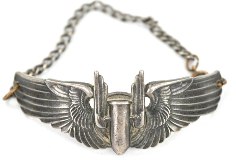 USAAF WW2 Bombadier Wings Sterling Silver Bracelet