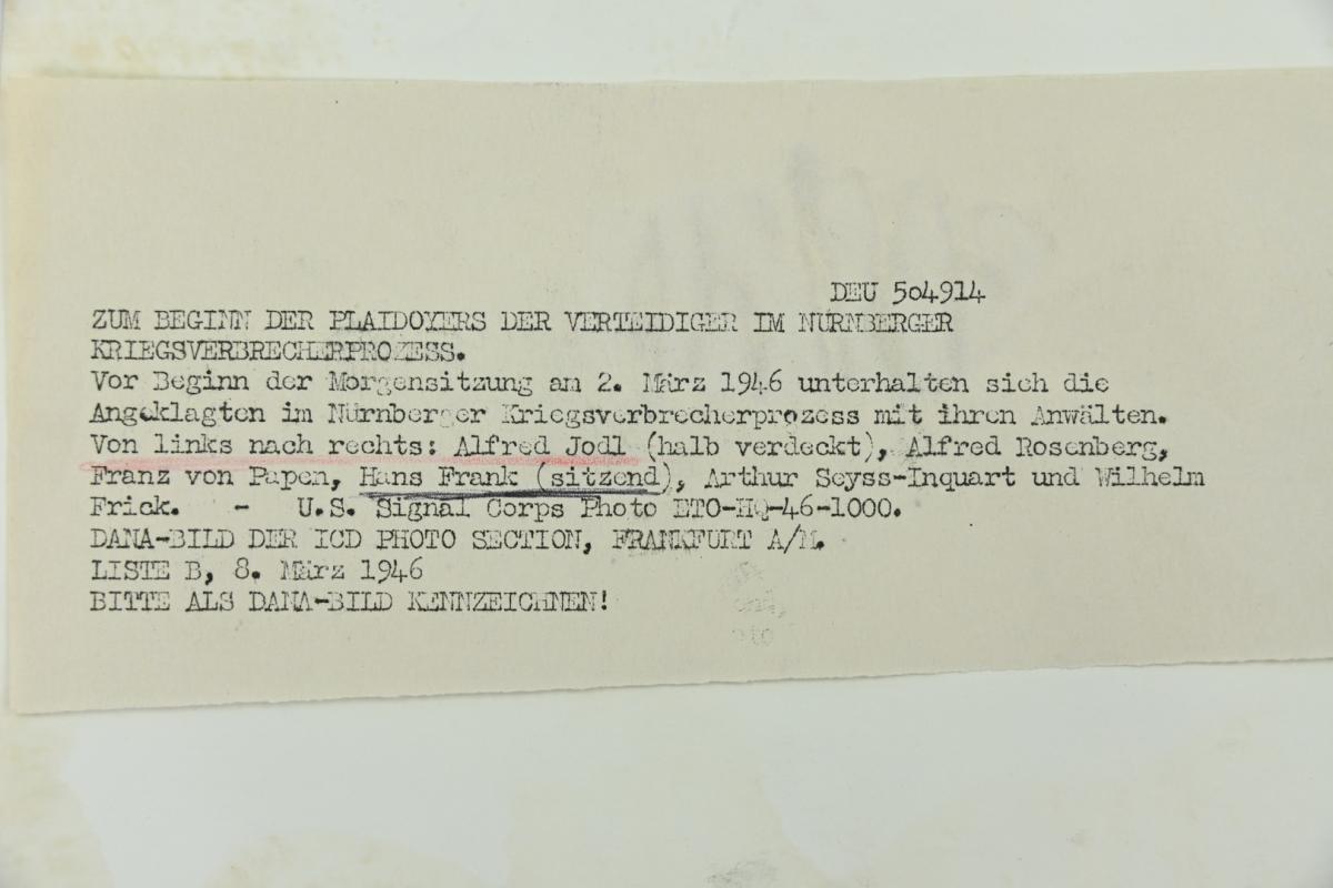 Allied Nuremberg War Trail Press Photo
