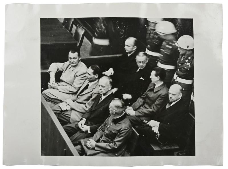 Allied Nuremberg War Trail Press Photo 'Göring & Hess'