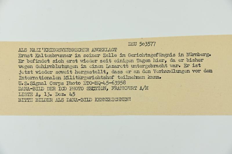 Allied Nuremberg War Trails Picture 'Ernst Kaltenbrunner'