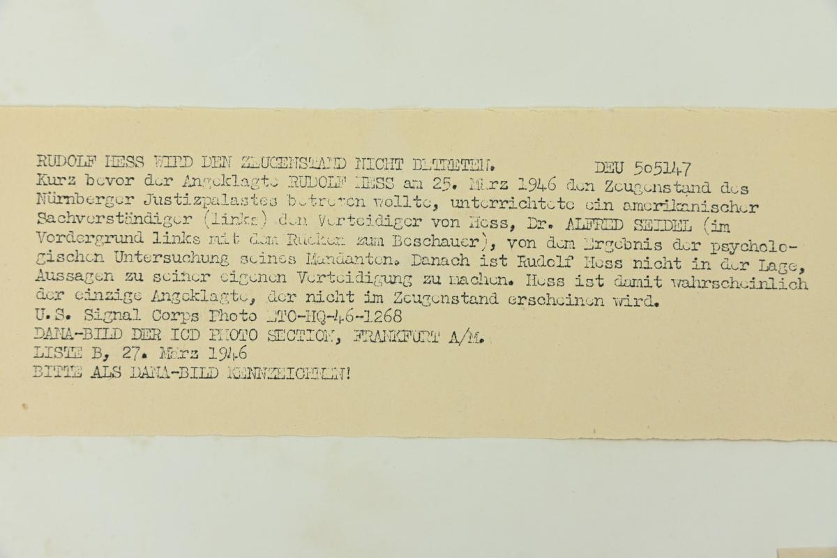 Allied Nuremberg War Trails Picture 'Rudolf Hess'