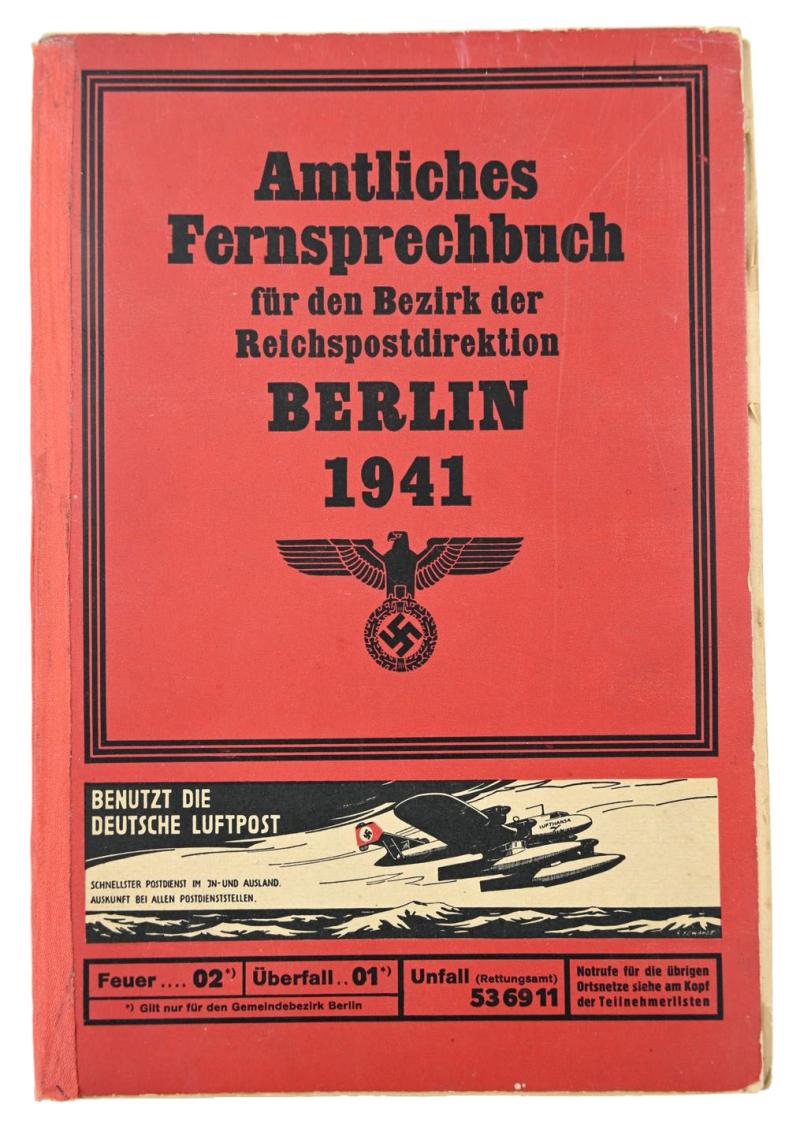 German Third Reich Phonebook 'Berlin' 1941
