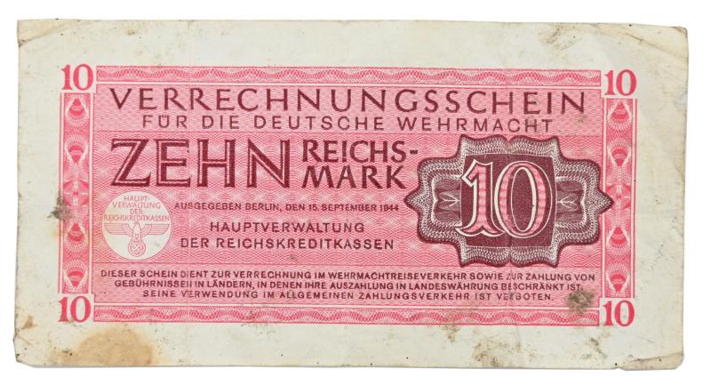 German Wehrmacht Banknote 10RM