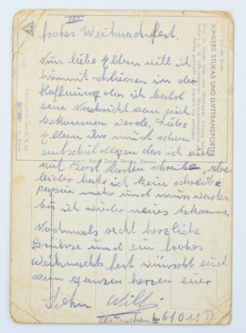 German LW Postcard 'Junkers JU-52 in Afrika'