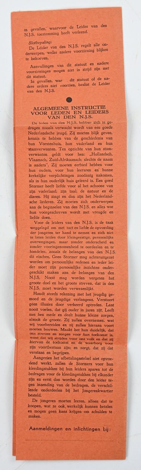 Dutch NJS 'Nationale Jeugdstorm' Pocket Booklet