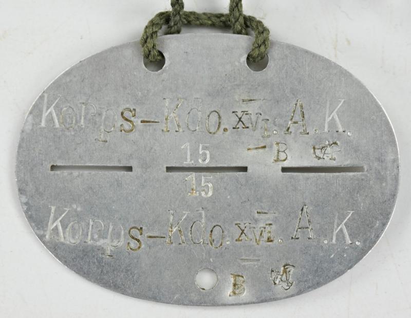 German WH Dog-Tag 'Korps-Kdo XVI A.K.'