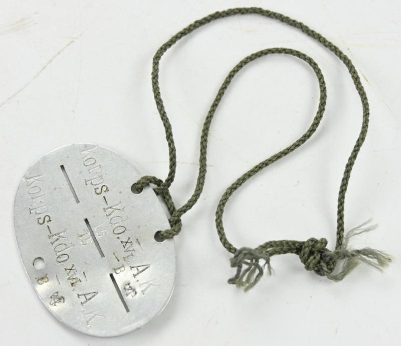 German WH Dog-Tag 'Korps-Kdo XVI A.K.'