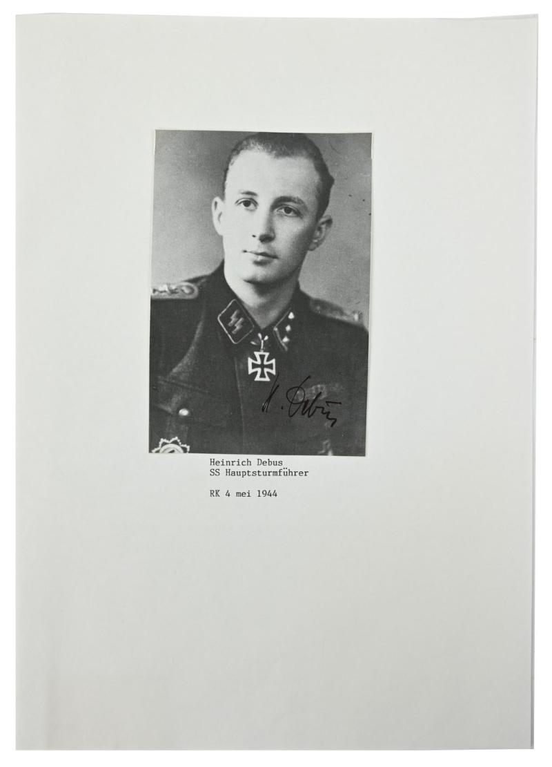 Signature of Waffen-SS Knight's Cross Recipient 'Heinrich Debus'