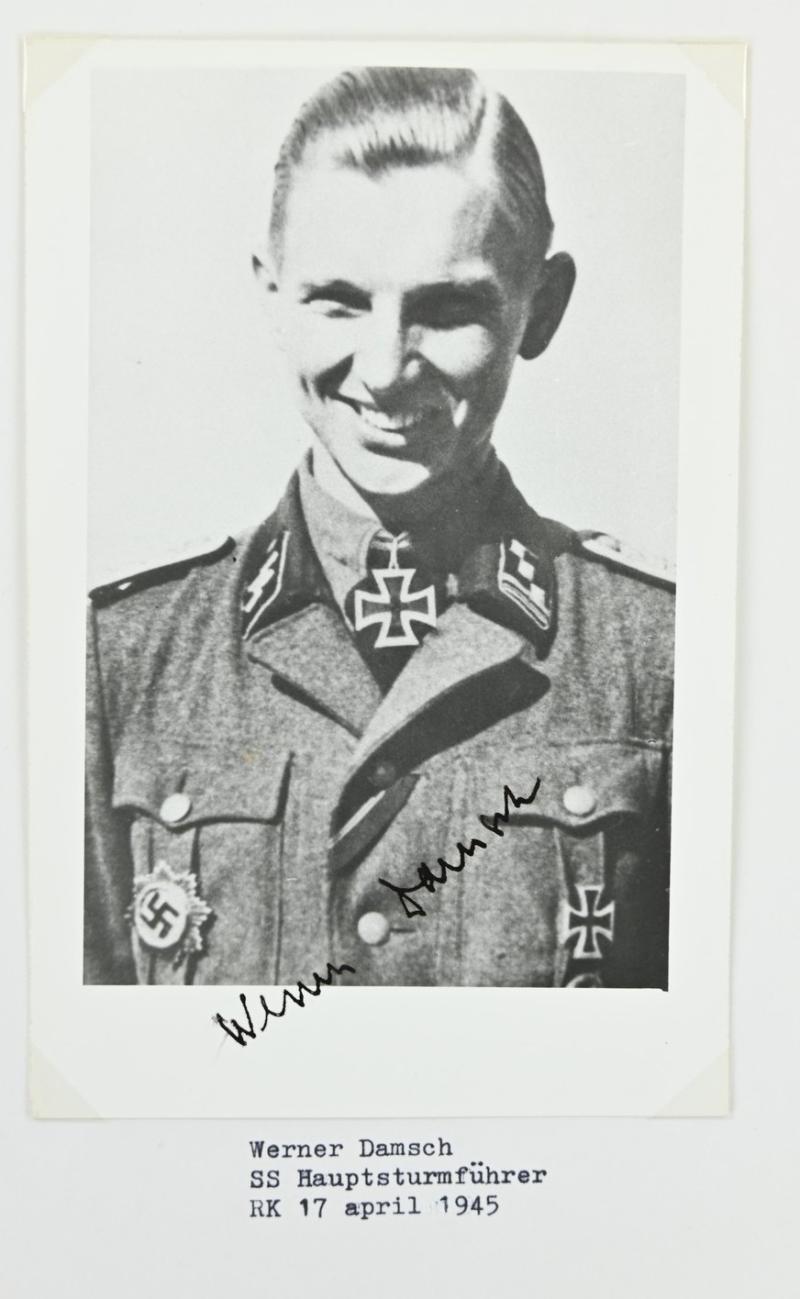 Signature of Waffen-SS Knight's Cross Recipient Werner Damsch