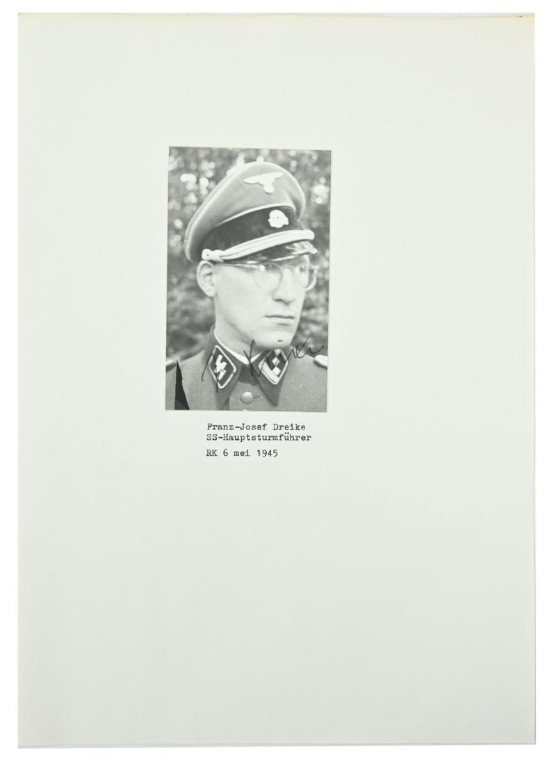 Signature of Waffen-SS Knight's Cross Recipient Franz Josef Dreike
