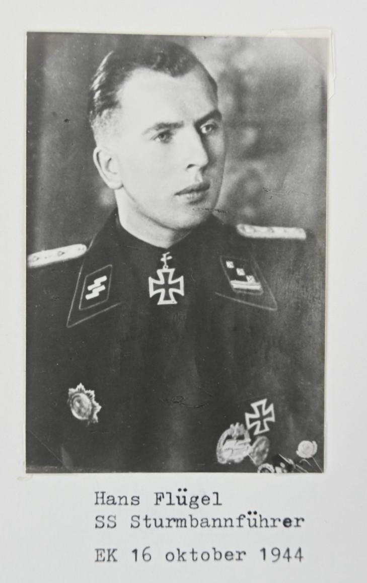 Signature of Waffen-SS Knight's Cross Recipient Hans Flügel