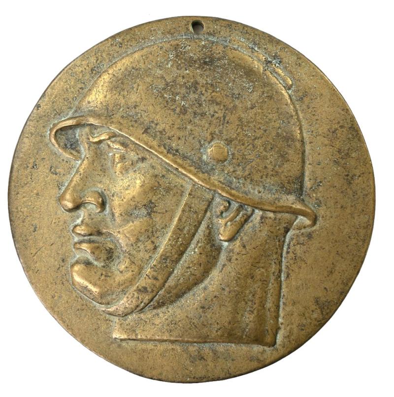 Italian WW2 Fascist Italy Benito Mussolini Brass Wall Plaque