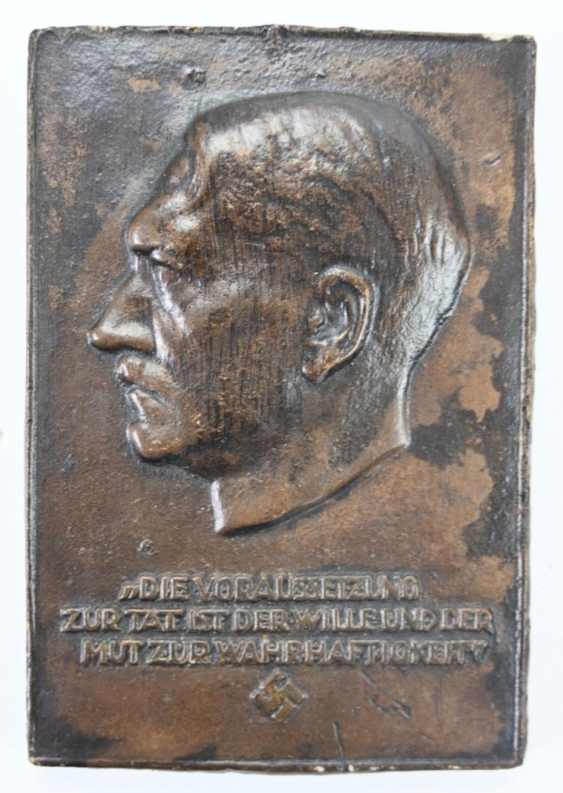 German Third Reich Era Adolf Hitler Plaque