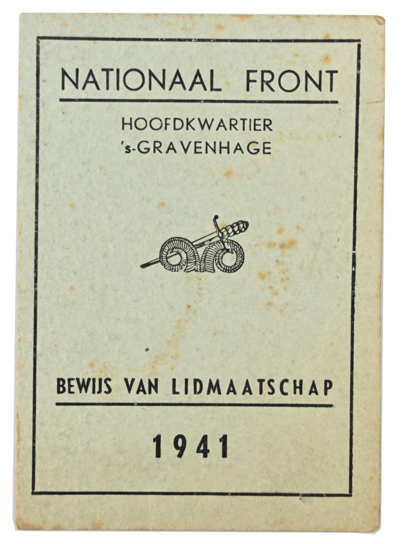 Dutch National Front Membershipspass 1941