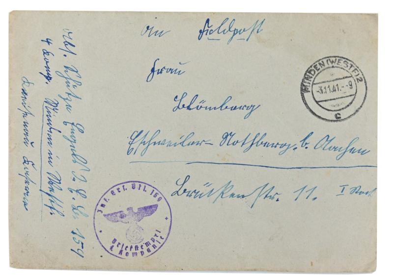 German WH Feldpost Letter Infantry Ersatz Batl. 159