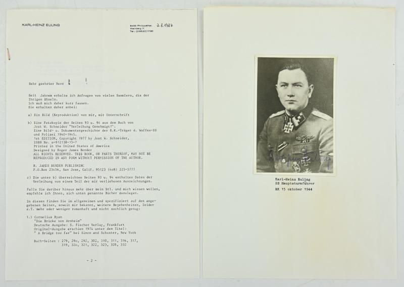 Signature of Waffen-SS KC Recipient 'Karl-Heinz Euling'
