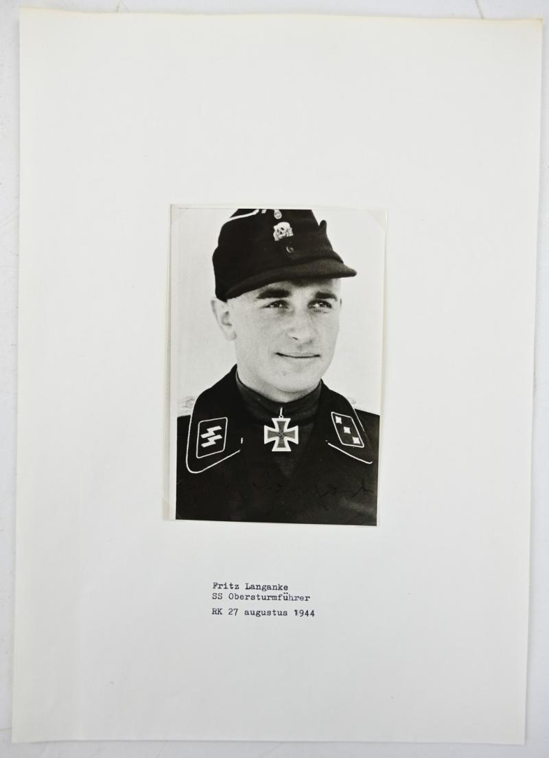 Signature of Waffen-SS KC Recipient 'Fritz Langanke'
