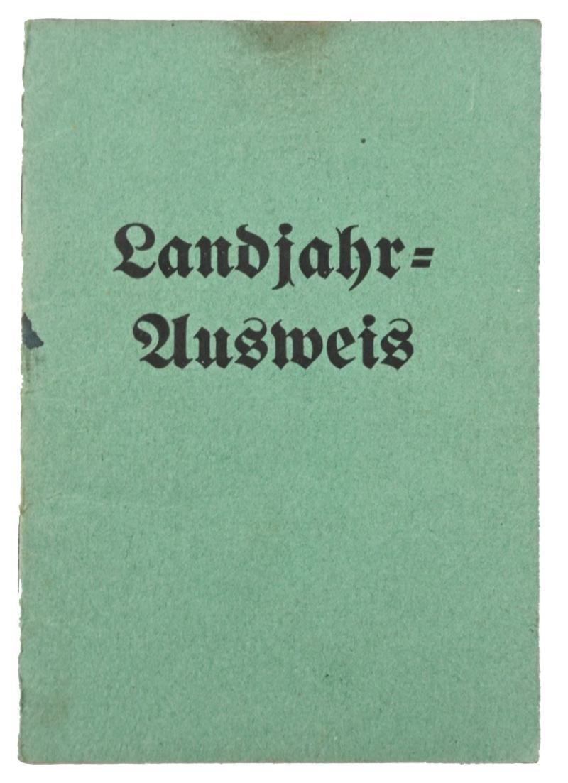 German Hitlerjugend Landjahr ID Booklet & Patch