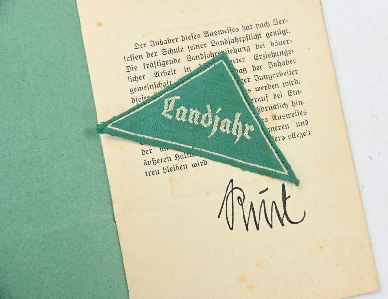 German Hitlerjugend Landjahr ID Booklet & Patch
