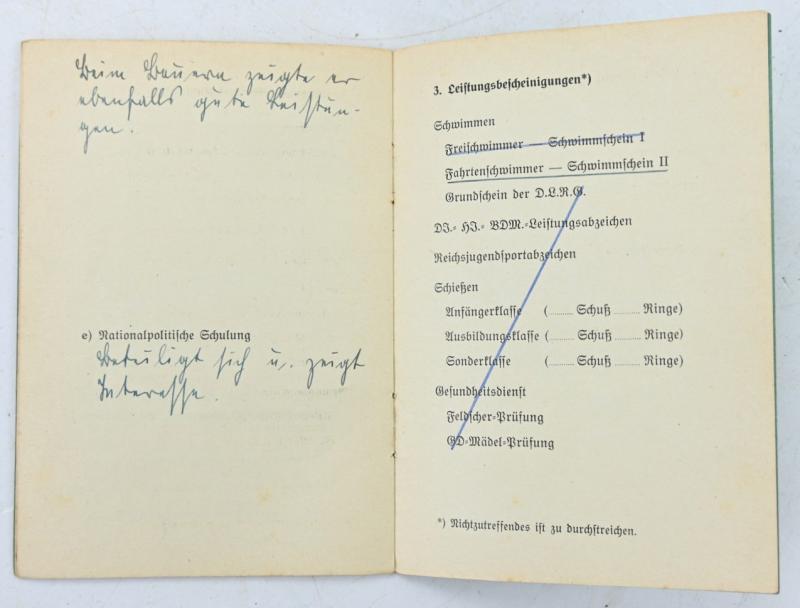 German Hitlerjugend Landjahr ID Booklet & Patch