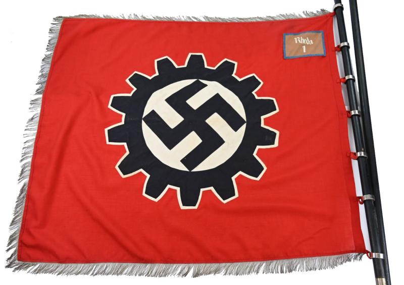 German Third Reich DAF Parade Flag complete with Pole and Poletop
