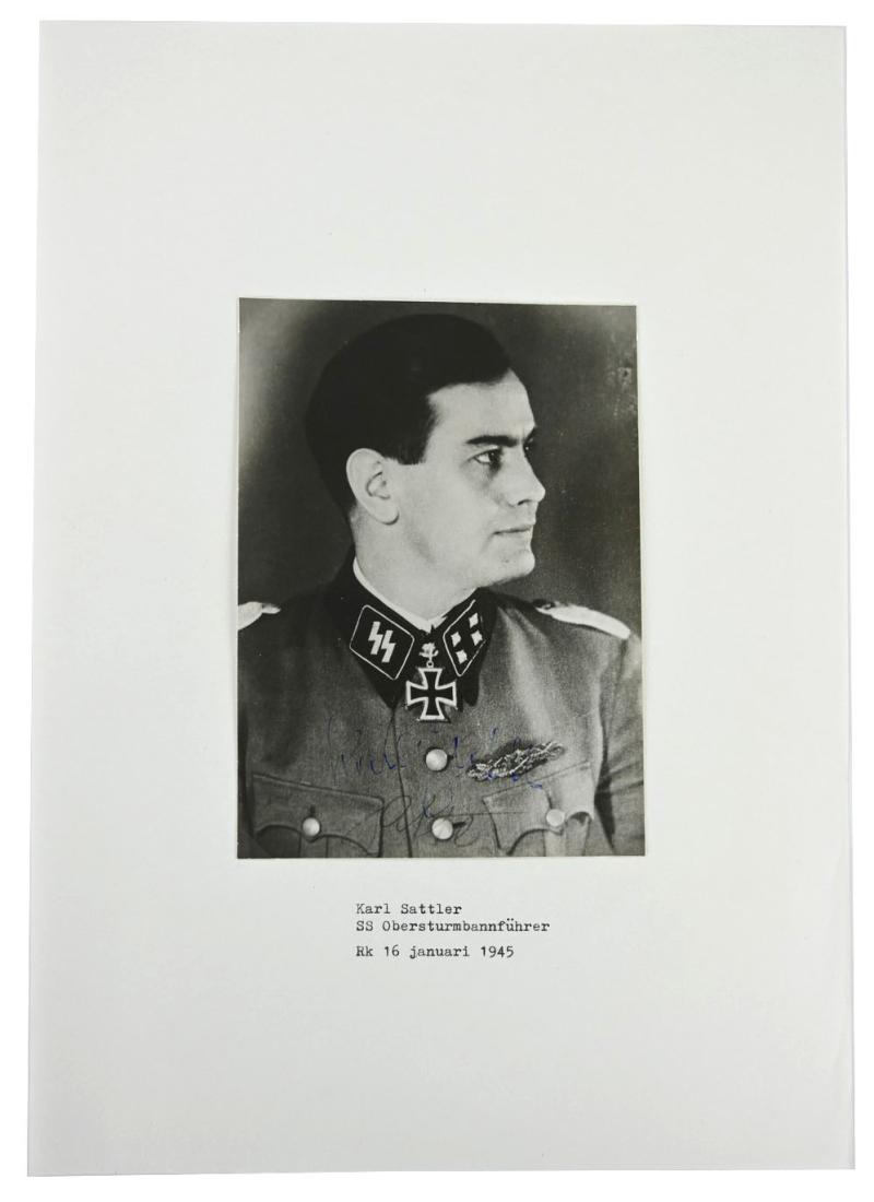 Signature of Waffen-SS Knight's Cross Recipient 'Karl Sattler'