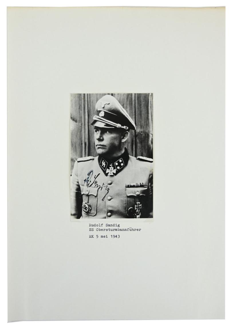Signature of Waffen-SS Knight's Cross Recipient 'Rudolf Sandig'