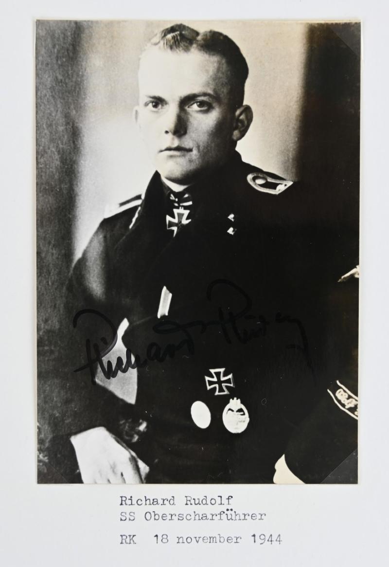 German Waffen-SS Knight's Cross Recipient Portait Picture with Signature 'Richard Rudolf'