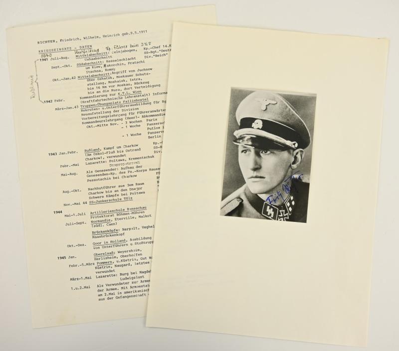 Signature of Waffen-SS Knight's Cross Recipient 'Friedrich Richter'