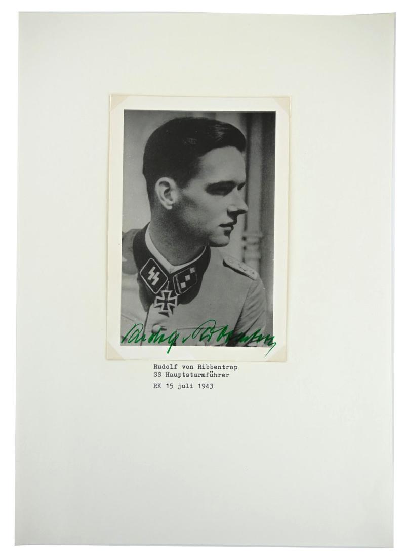 Signature of Waffen-SS KC Recipient 'Rudolf von Ribbentrop'