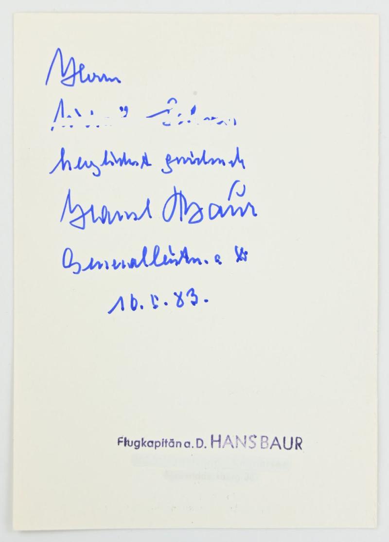 Signature of Hans Baur, Personal Pilot Adolf Hitler