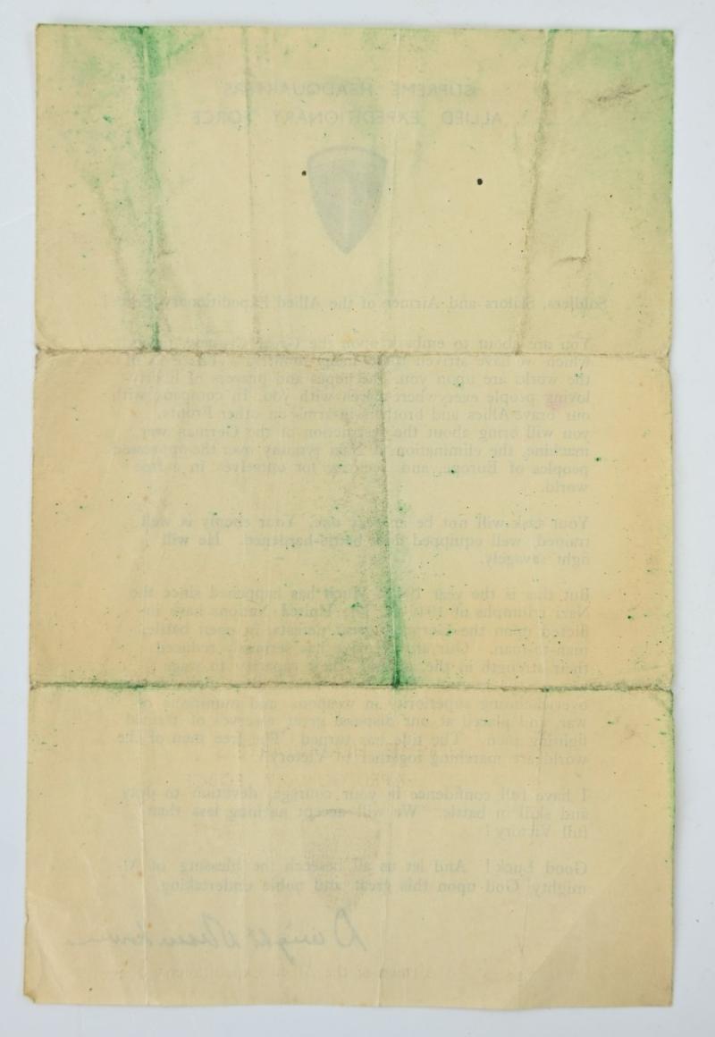 US WW2 Eisenhower D-Day Letter 6 June 1944